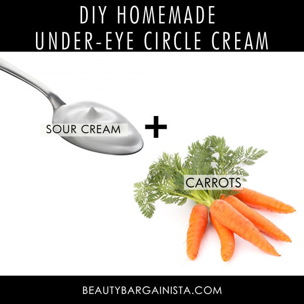 You can help to reduce the appearance of dark circles by mixing together a skin-soothing cream featuring carrot juice, sour cream and cottage cheese. 